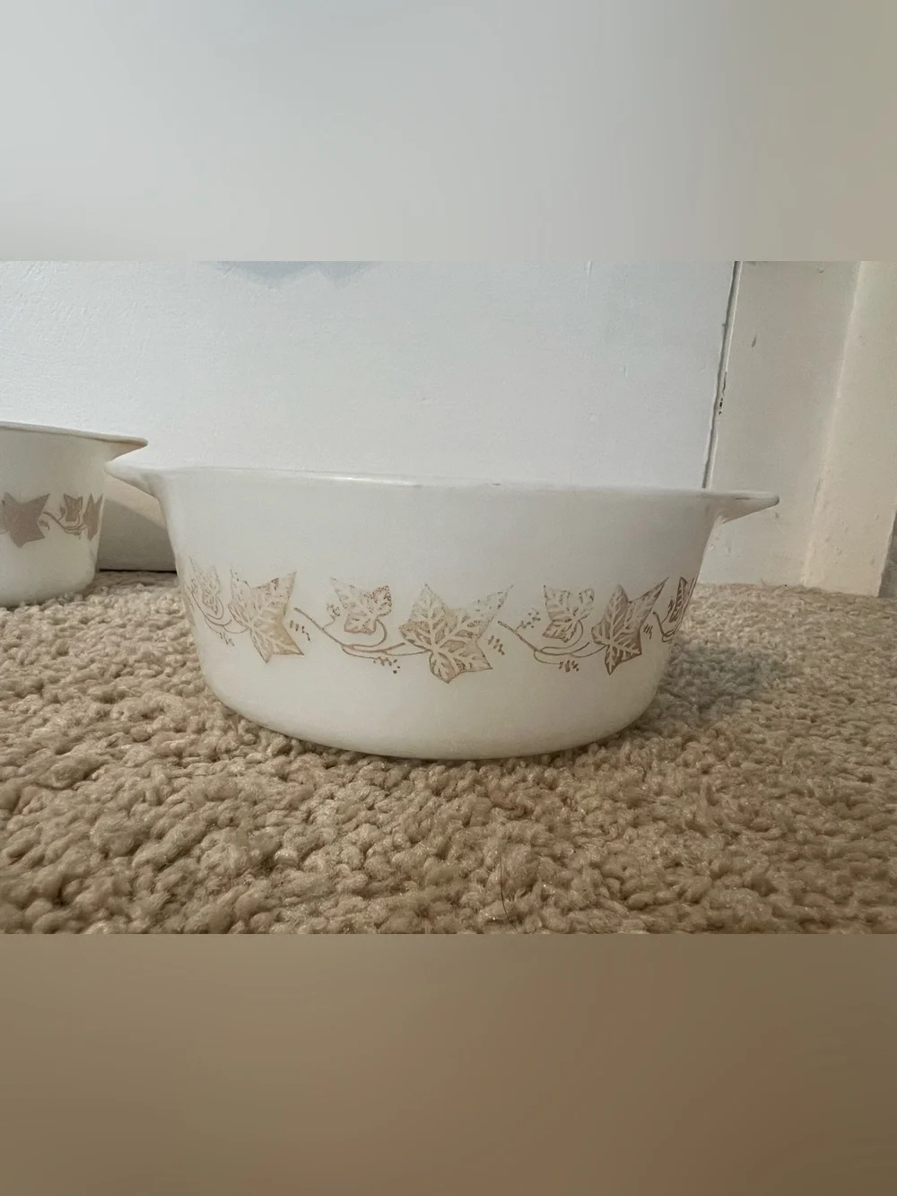 Pyrex Sandalwood Ivy Leaf Casserole Dish Set Of 3 1pt 1.5pt And 1qt Vintage